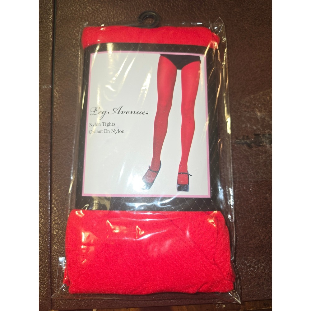Leg‎ Avenue Red Nylon Tights Opaque Hosiery One Size Style 7300 New
